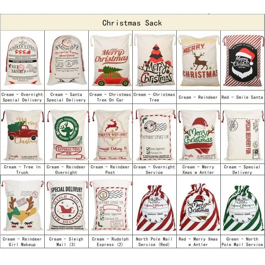 50x70cm Canvas Hessian Christmas Santa Sack Xmas Stocking Reindeer Kids Gift Bag, Special Delivery By Alpaca