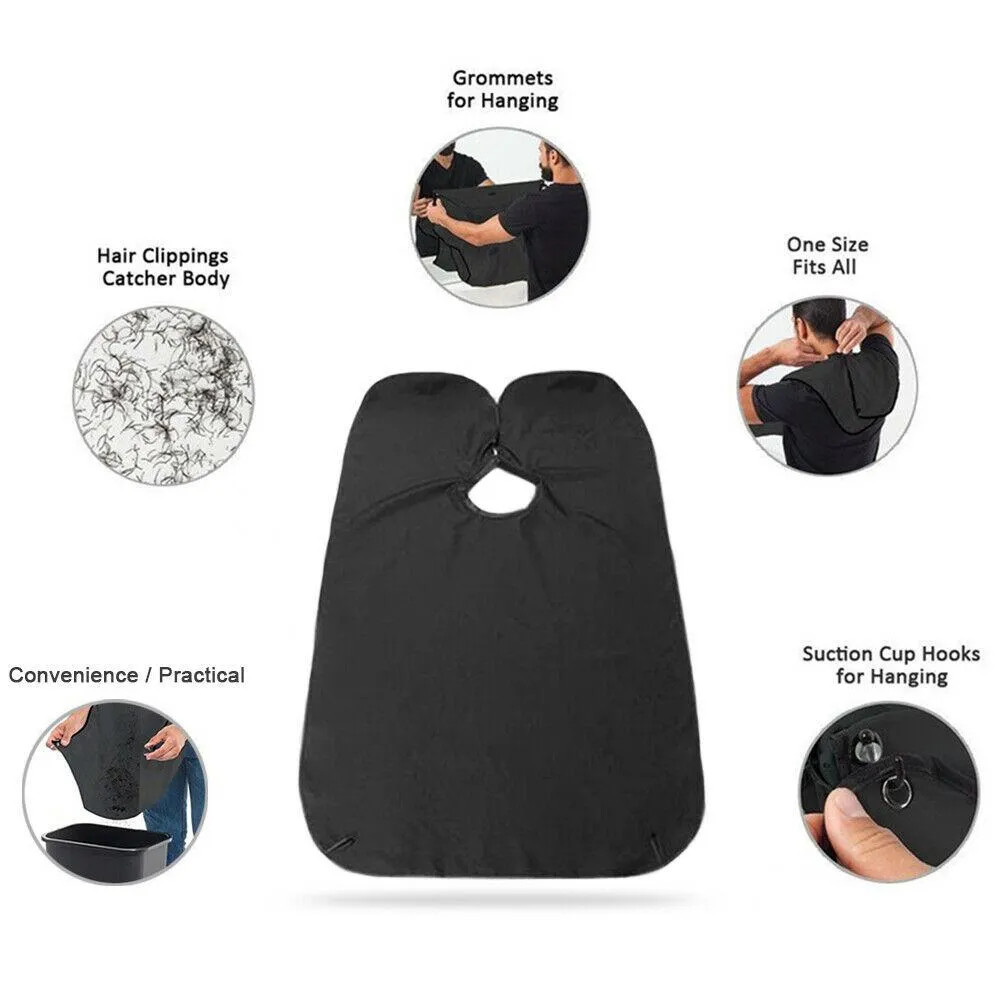 6027 Black Beard Apron Hair Clippings Catcher Grooming Bib