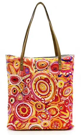 Aboriginal Art Shoulder Tote Bag Leather Trimmed by Cedric Varcoe (3)