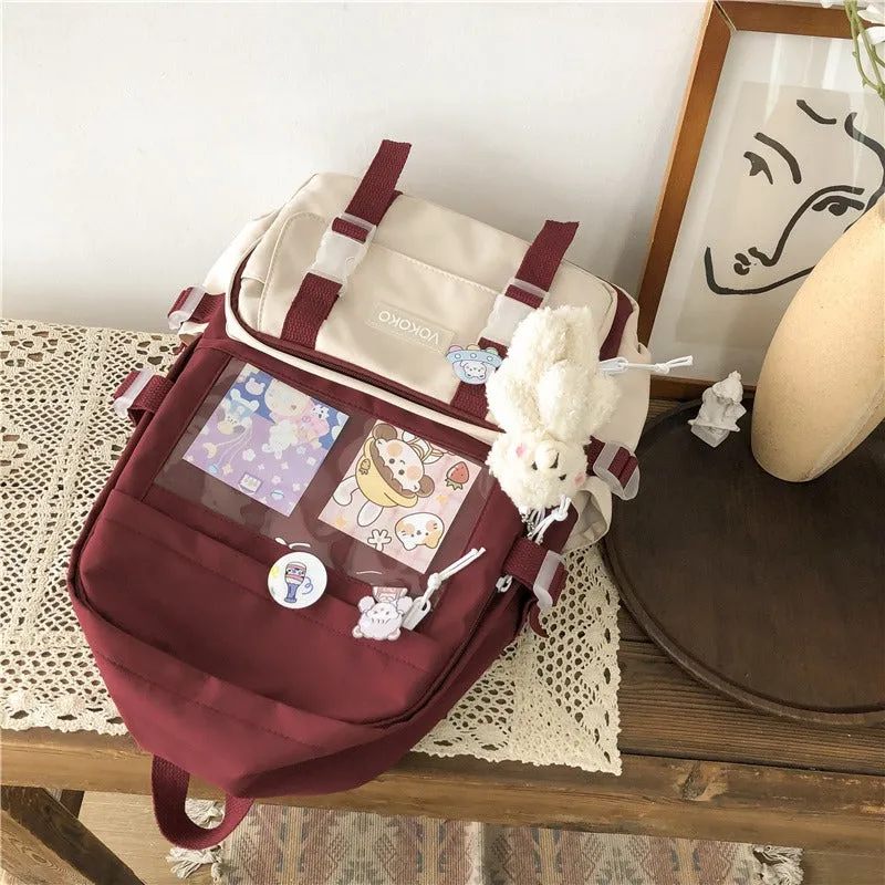 Adorable Mesh Pocket Canvas Large Backpacks