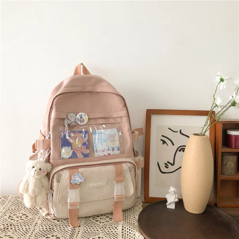 Adorable Mesh Pocket Canvas Large Backpacks