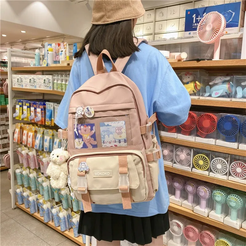 Adorable Mesh Pocket Canvas Large Backpacks