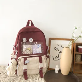 Adorable Mesh Pocket Canvas Large Backpacks