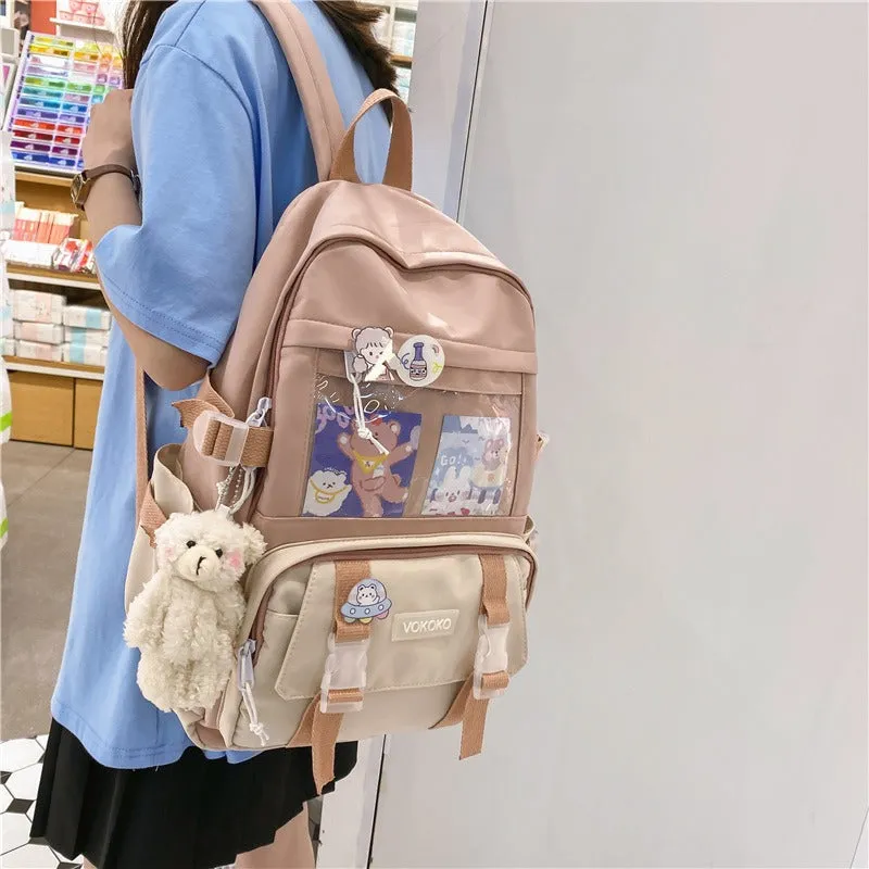 Adorable Mesh Pocket Canvas Large Backpacks