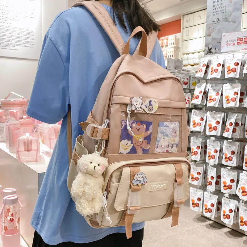 Adorable Mesh Pocket Canvas Large Backpacks