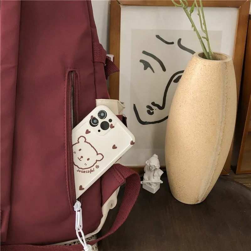 Adorable Mesh Pocket Canvas Large Backpacks