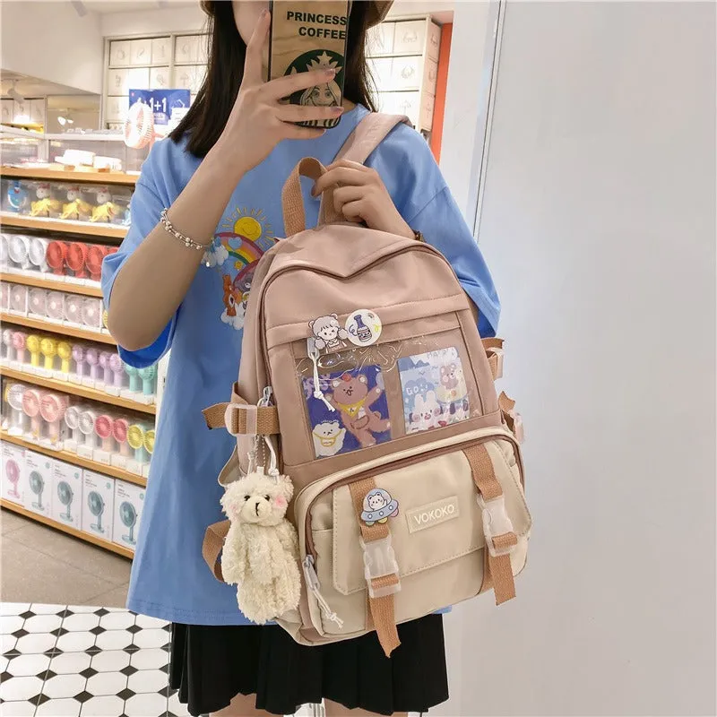 Adorable Mesh Pocket Canvas Large Backpacks