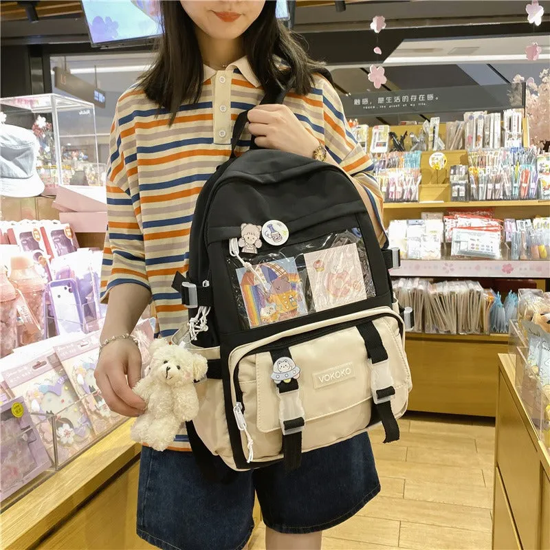 Adorable Mesh Pocket Canvas Large Backpacks