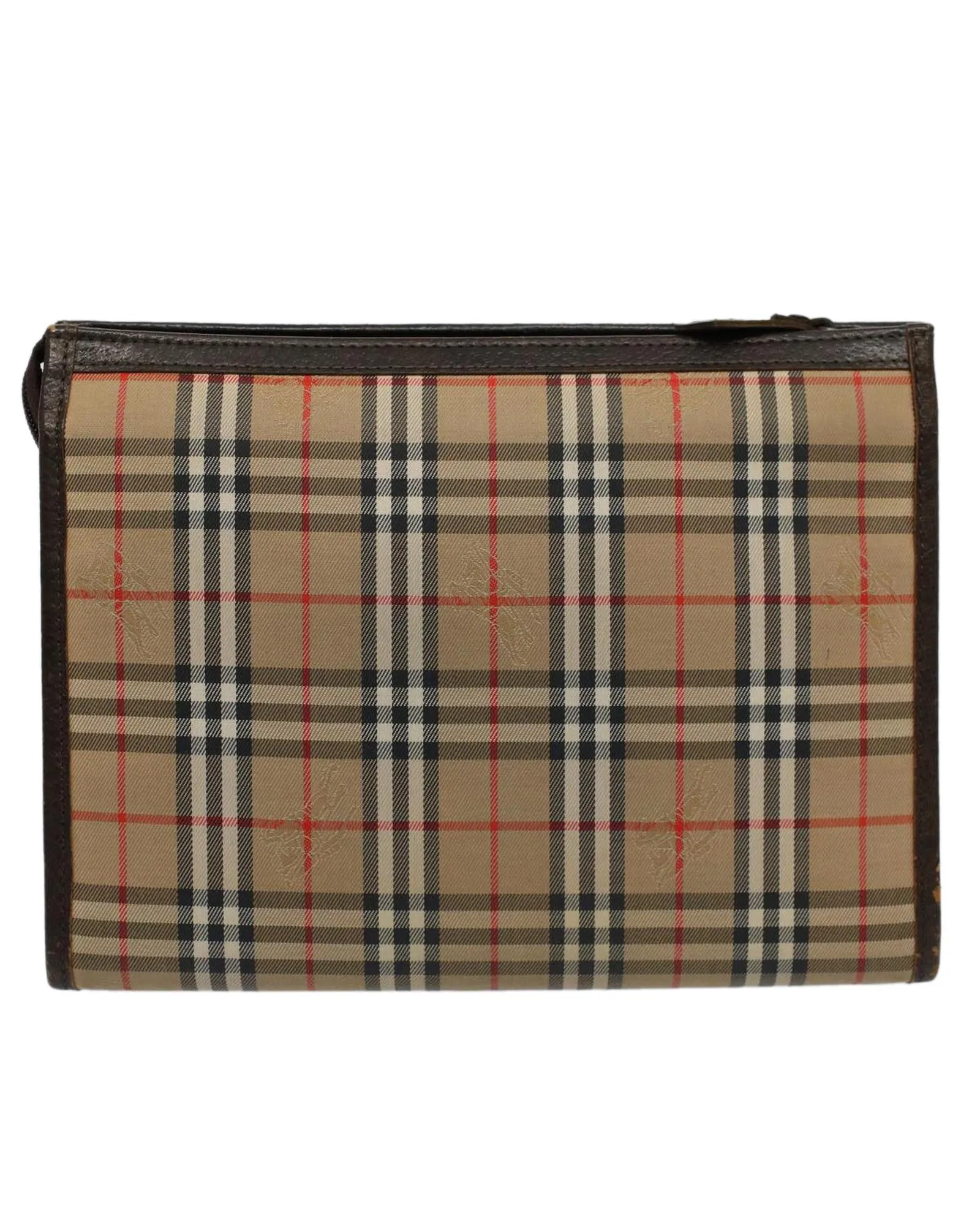 Beige Nylon Nova Check Clutch Bag - Authentic Burberrys