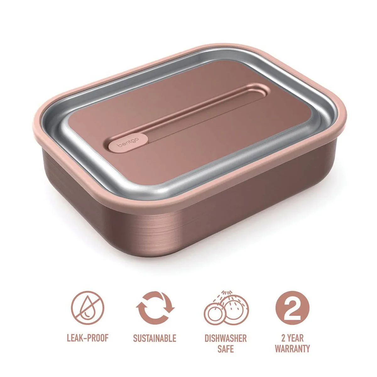 Bentgo Stainless Steel Leak-Proof Lunch Box Rose Gold 1.2L