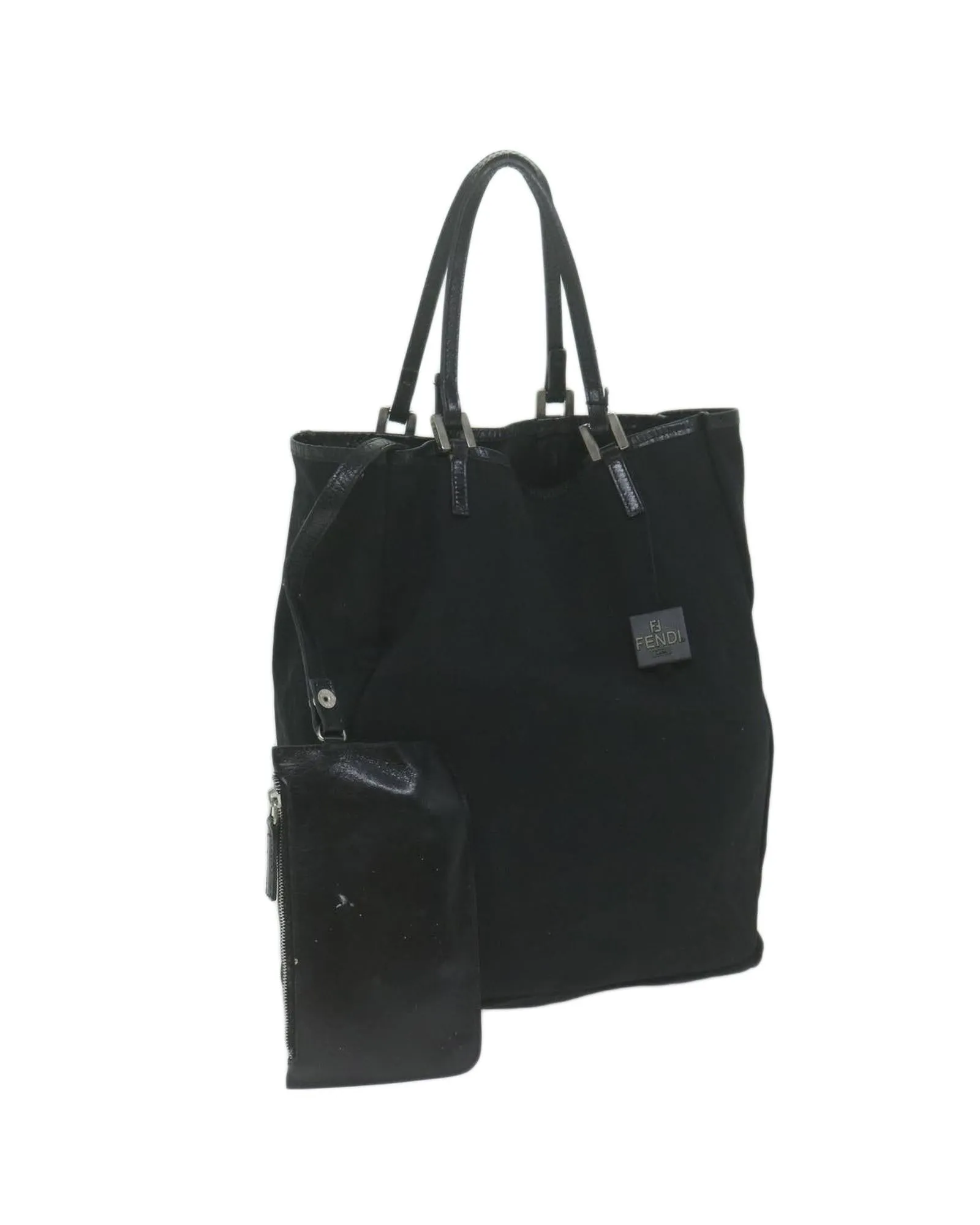 Black Nylon Hand Bag with Pouch