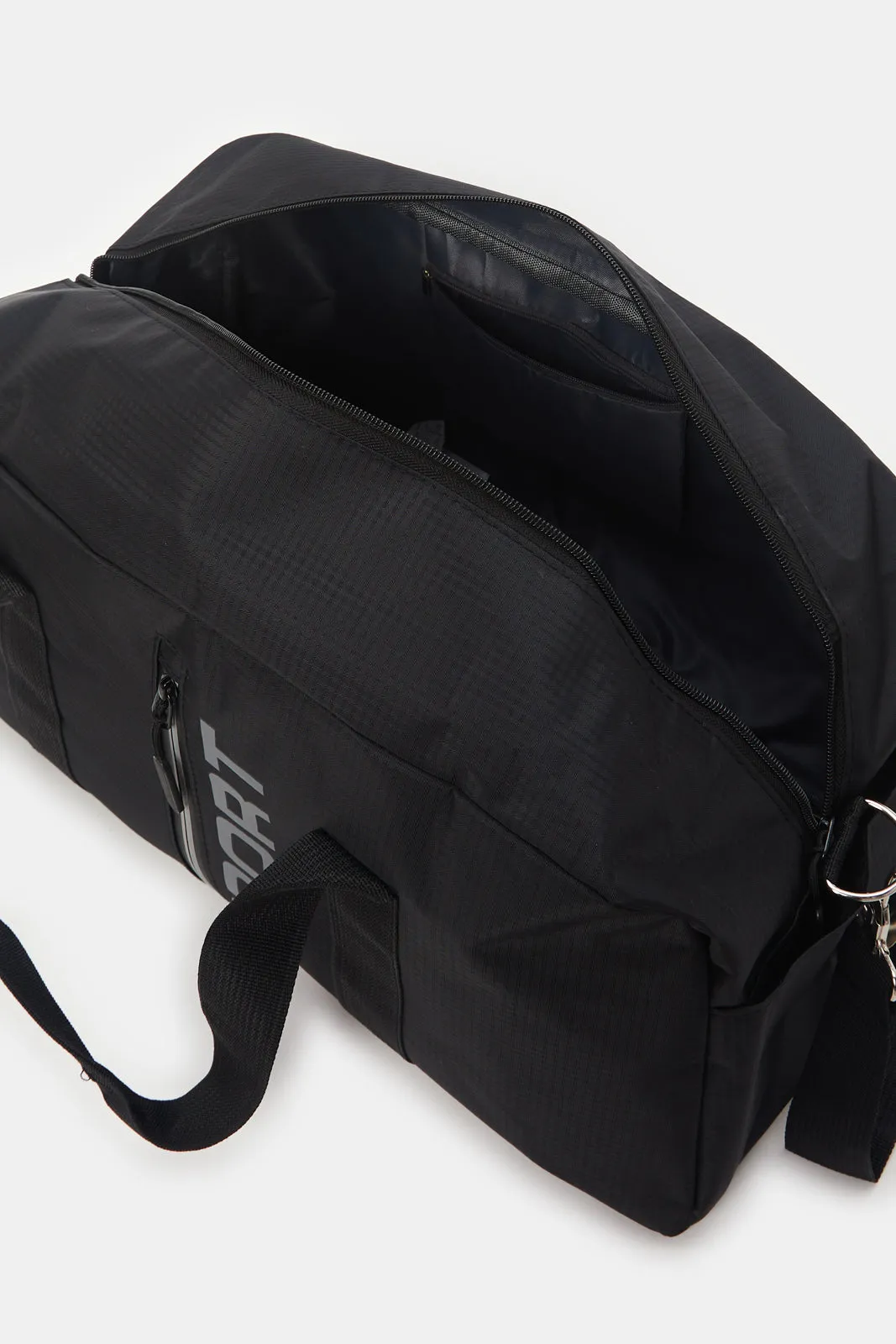 Black Printed Duffle Bag