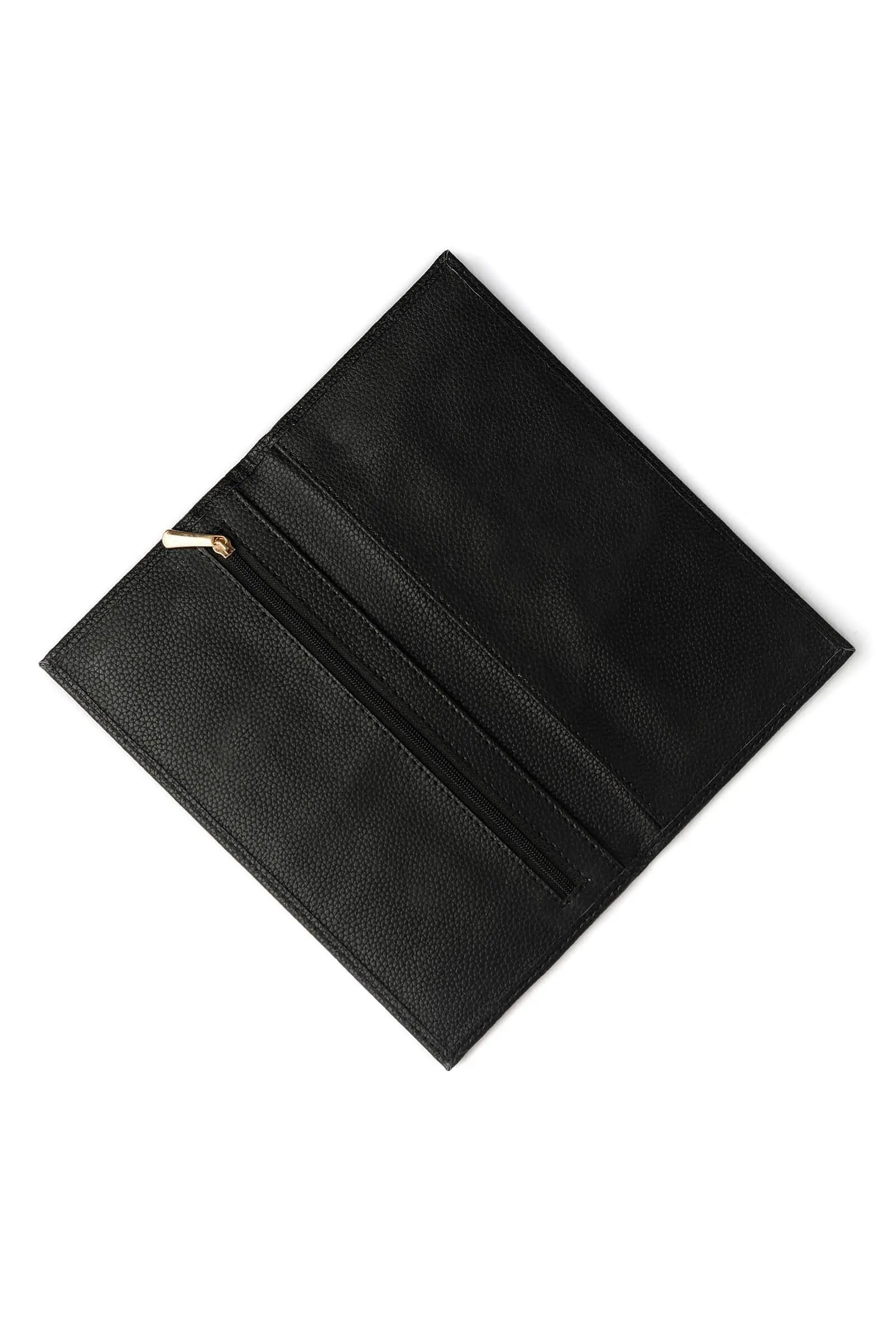 Black Solid Wallet with Tassel