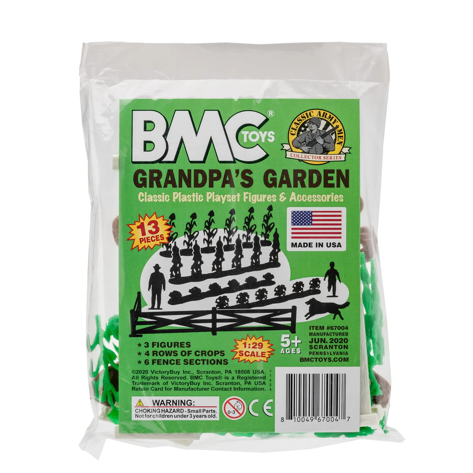 BMC Classic Marx Grandpa's Garden - 13pc Plastic Farm Dog & Crops Playset