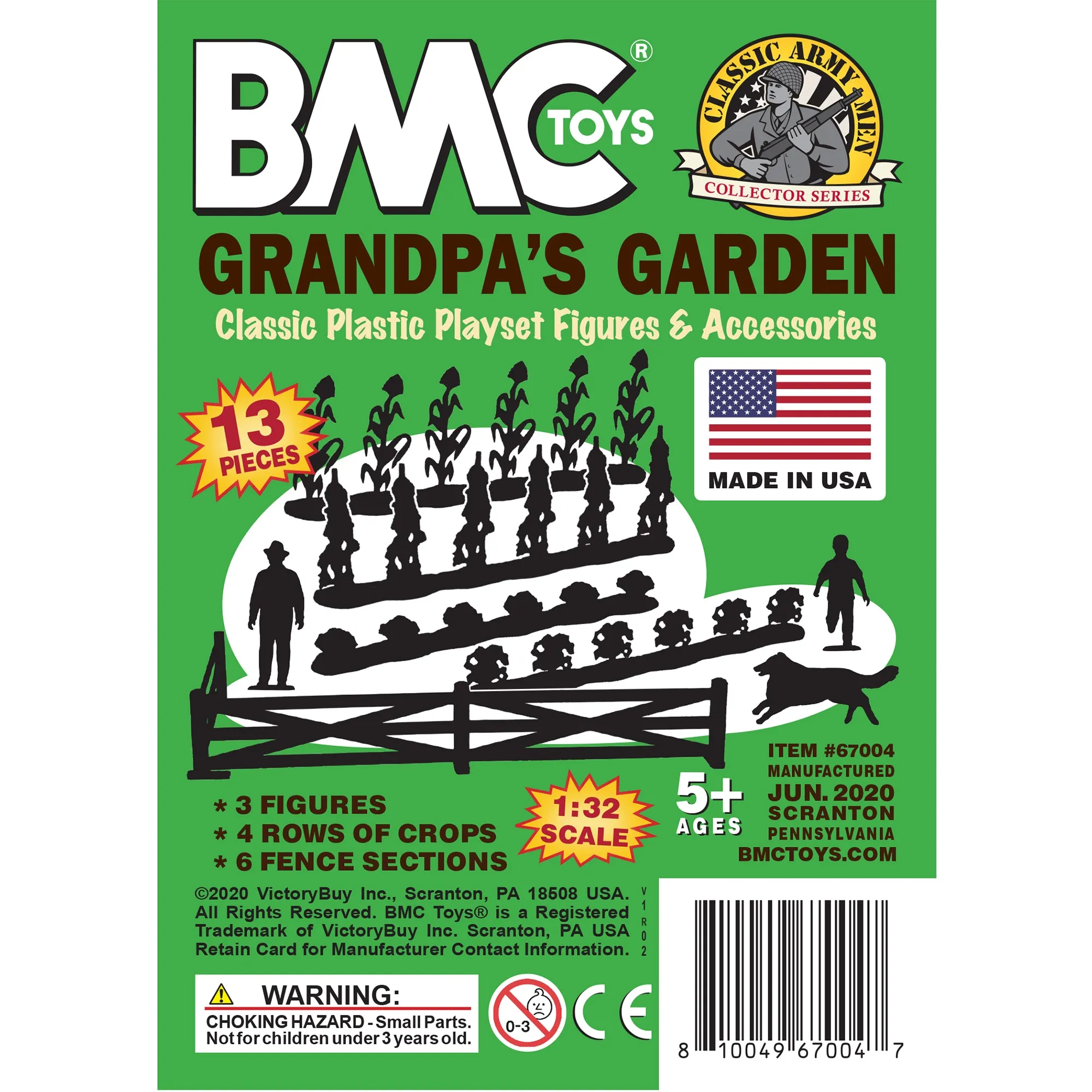 BMC Classic Marx Grandpa's Garden - 13pc Plastic Farm Dog & Crops Playset