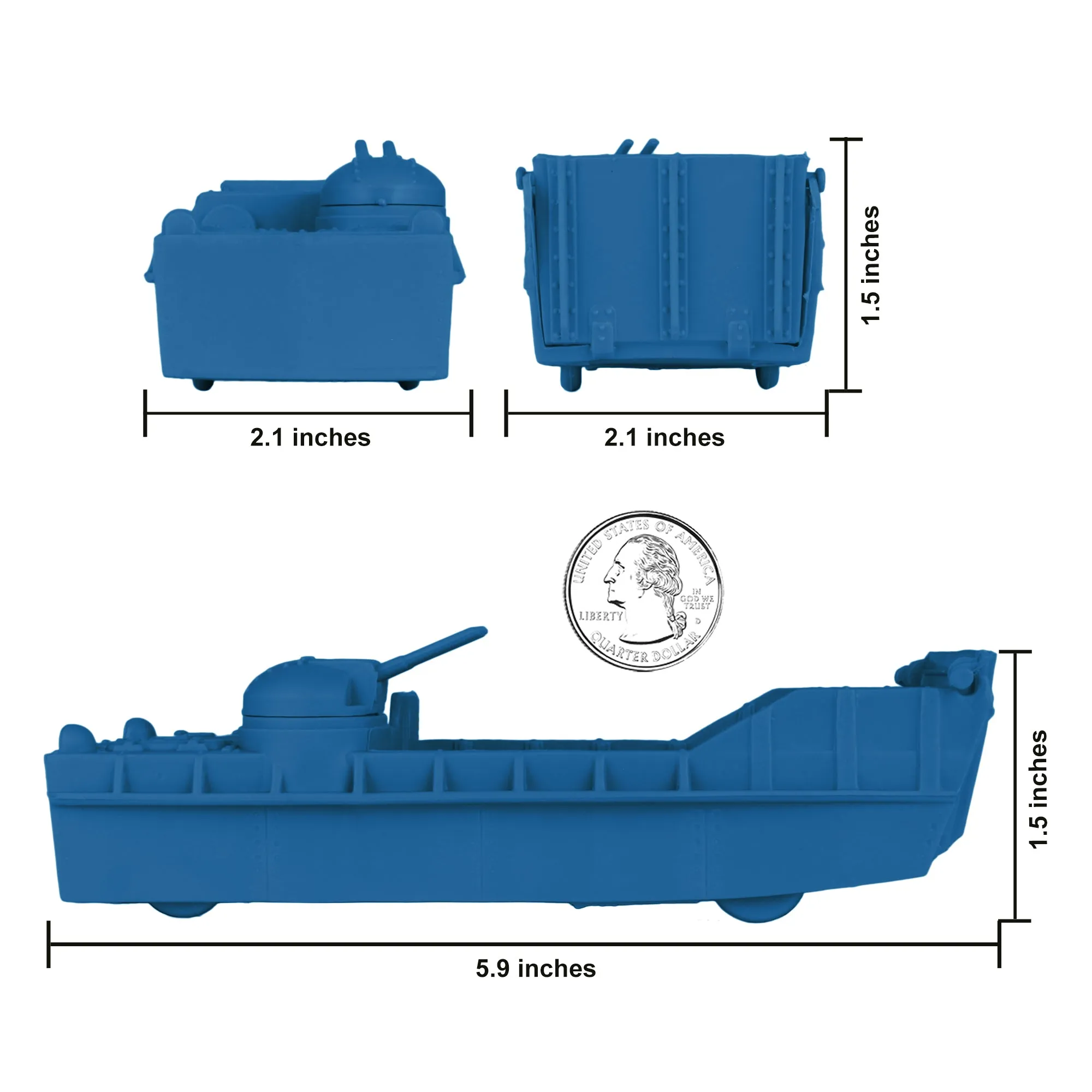 BMC Classic Marx Landing Craft - 4pc Blue Plastic Army Men Boat Vehicles