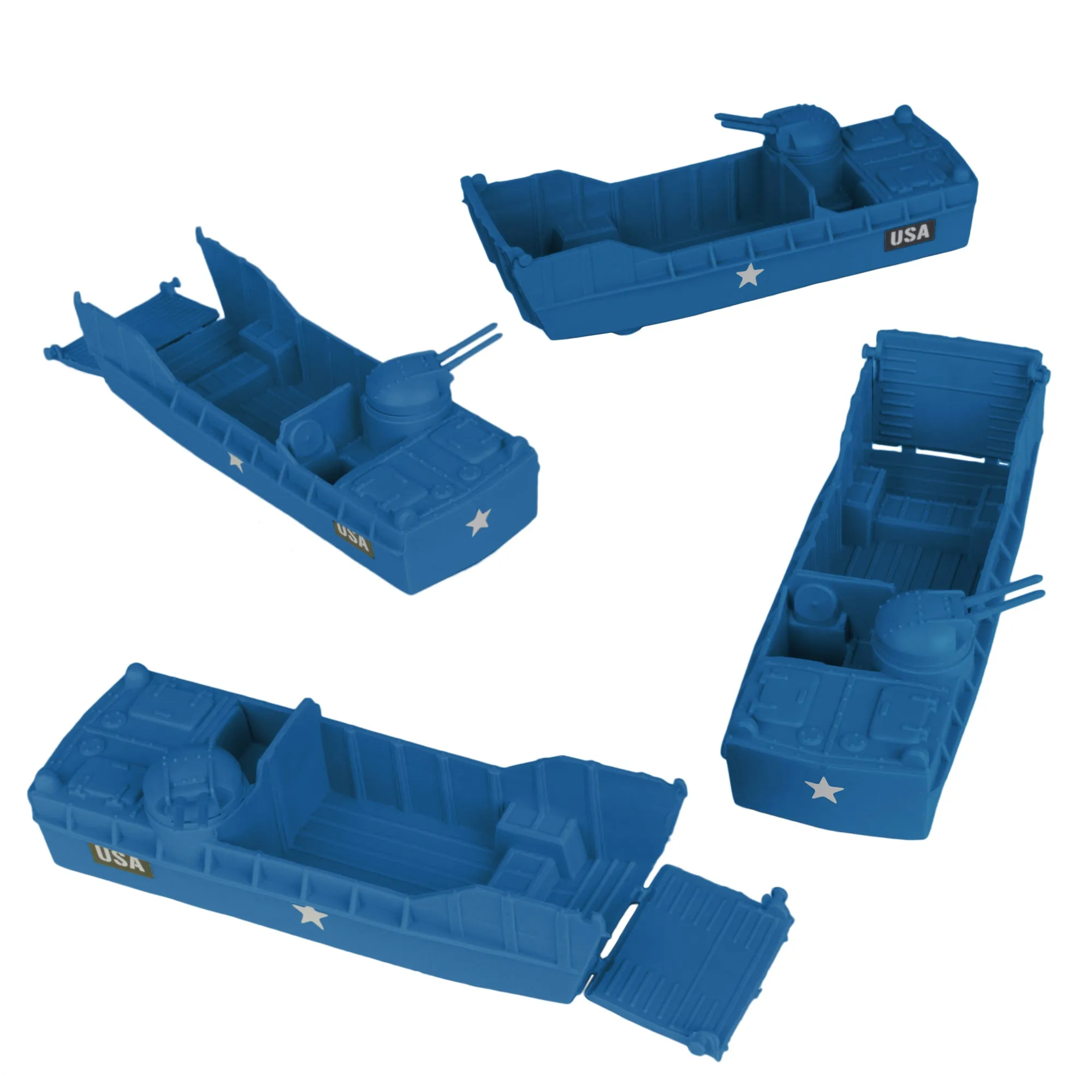 BMC Classic Marx Landing Craft - 4pc Blue Plastic Army Men Boat Vehicles