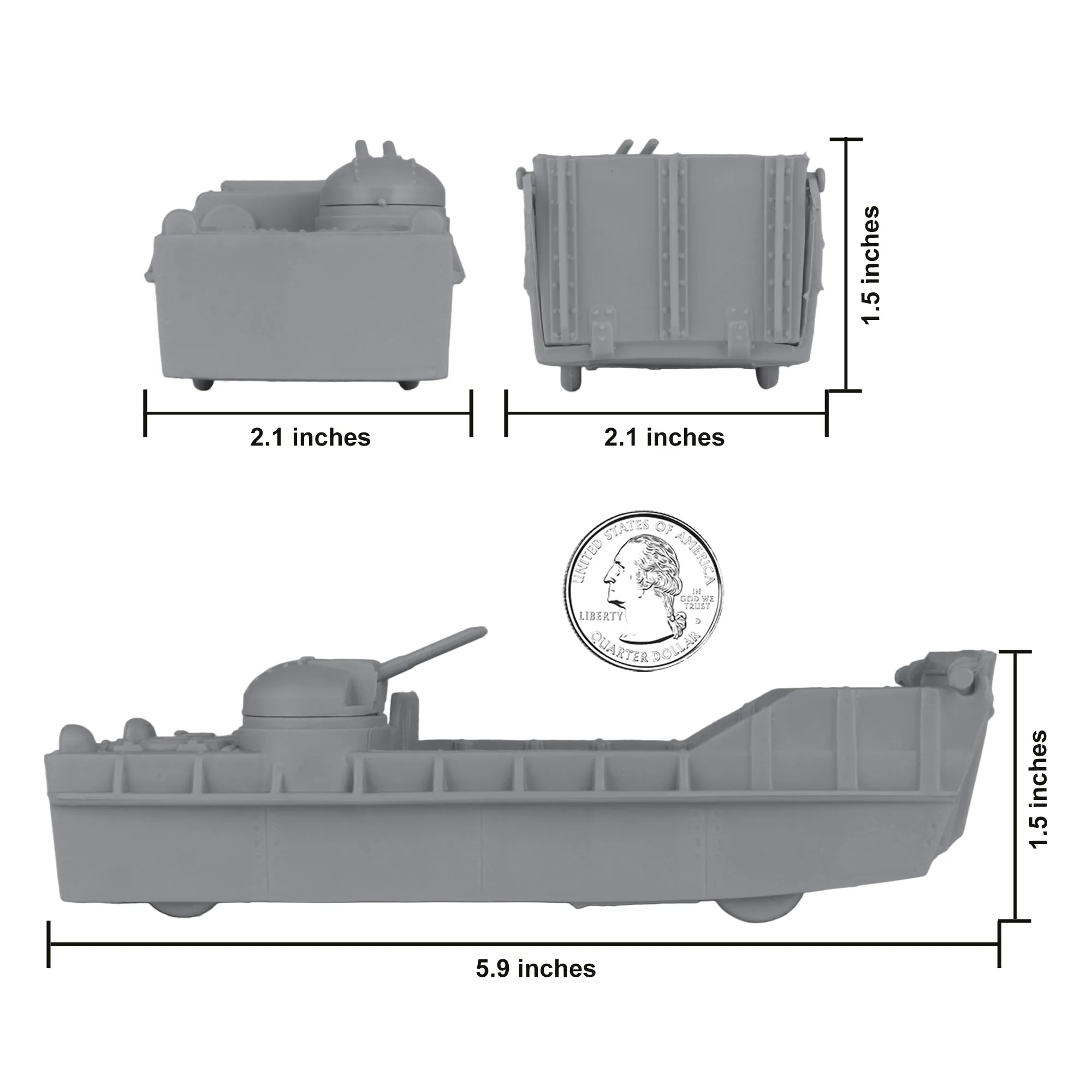 BMC Classic Marx Landing Craft - 4pc Gray Plastic Army Men Boat Vehicles