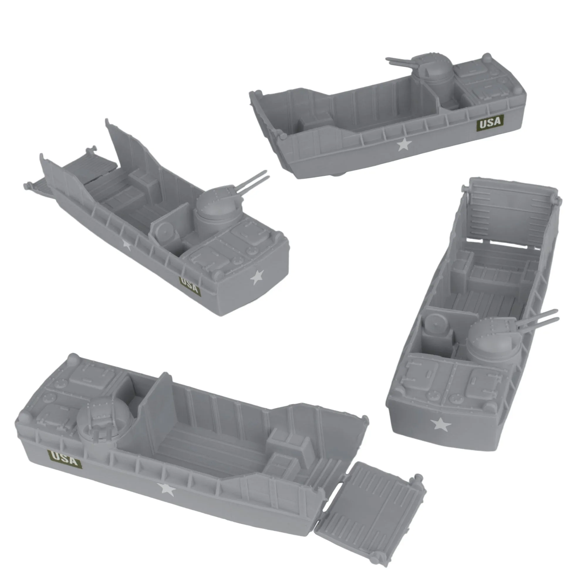 BMC Classic Marx Landing Craft - 4pc Gray Plastic Army Men Boat Vehicles