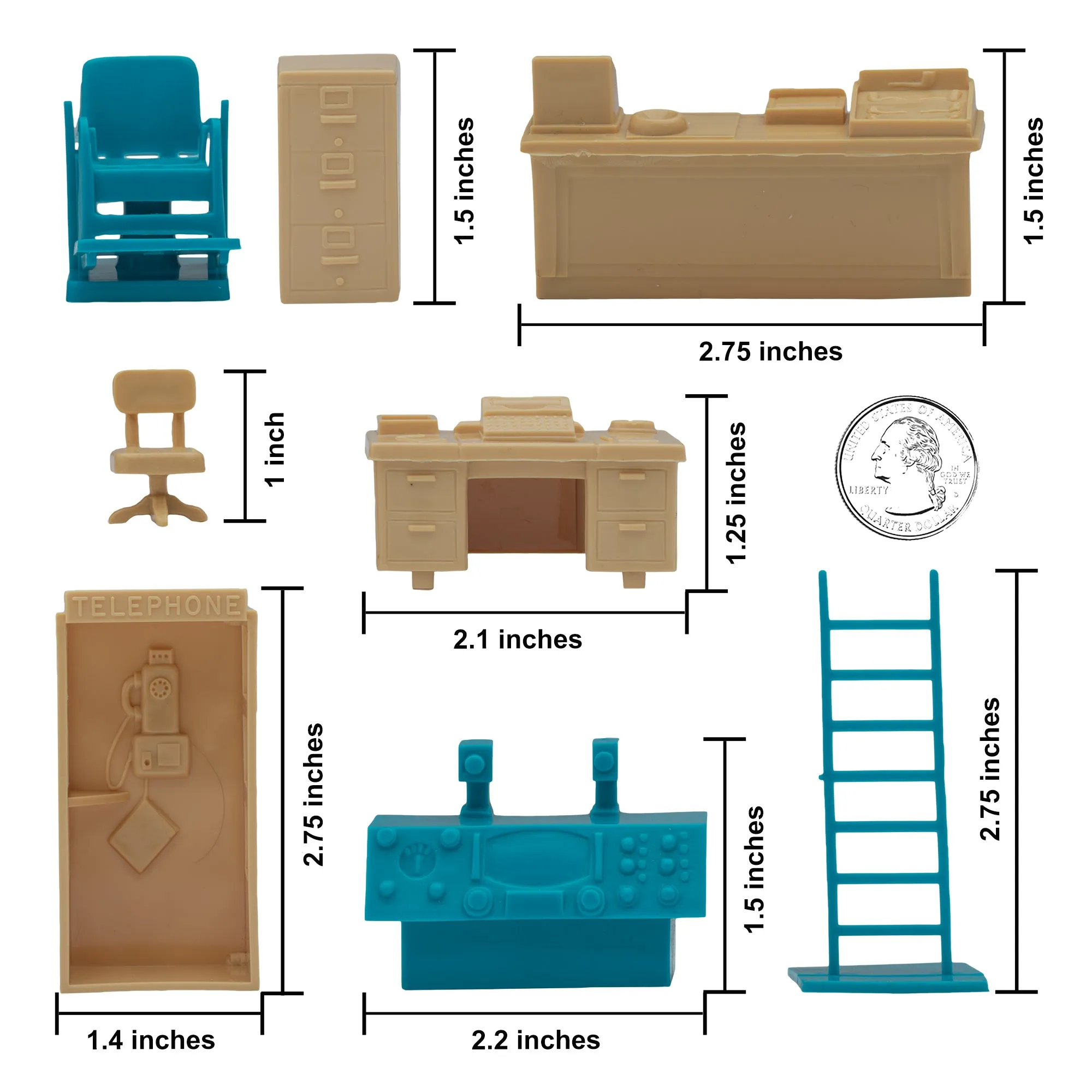 BMC Classic Marx Mid-Century Modern Furniture - 32pc Plastic Playset Accessories