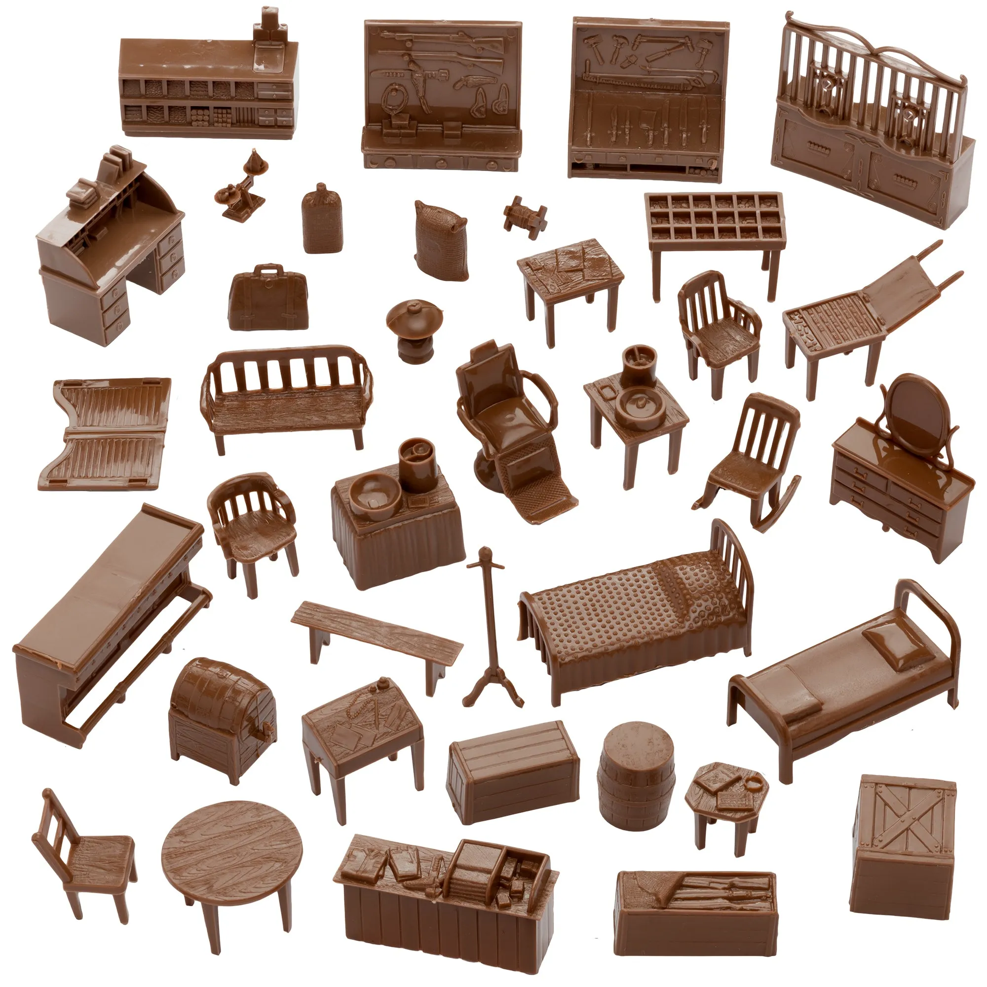 BMC Classic Marx Western Town Furniture 42pc Plastic Cowboys Playset Accessories