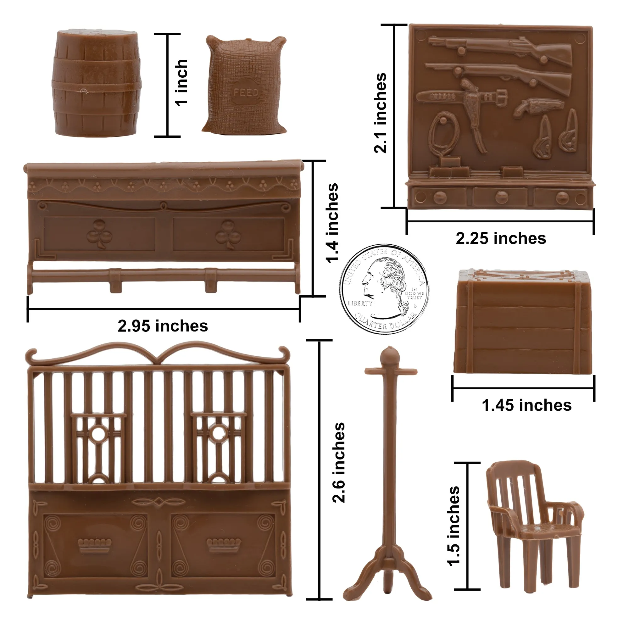 BMC Classic Marx Western Town Furniture 42pc Plastic Cowboys Playset Accessories