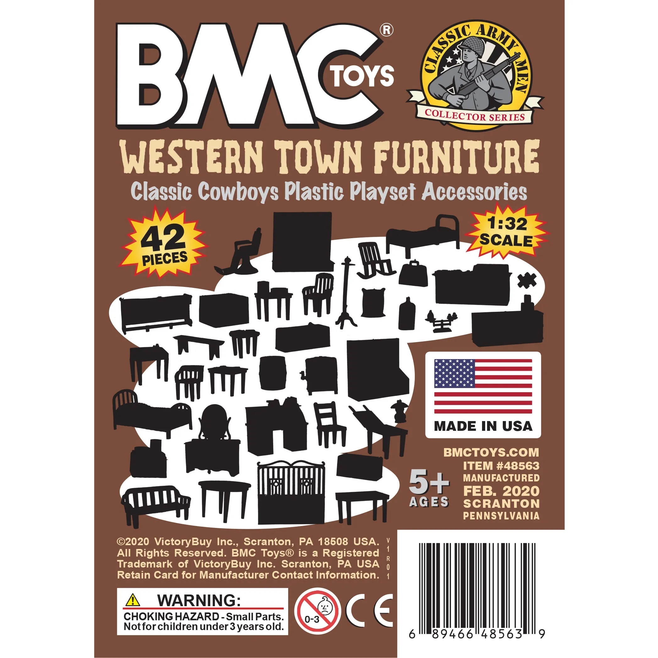 BMC Classic Marx Western Town Furniture 42pc Plastic Cowboys Playset Accessories