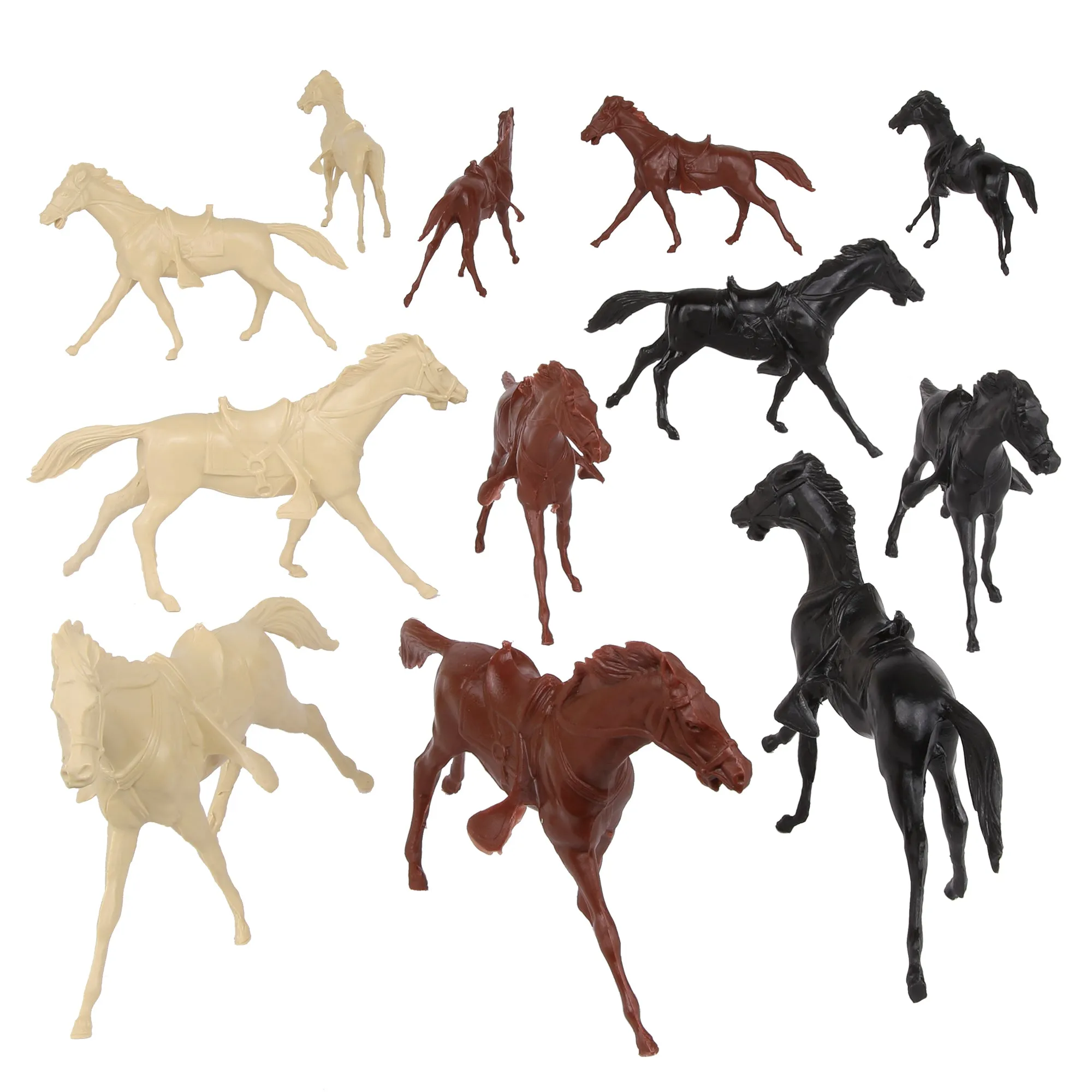 BMC Classic Western Cavalry Horses - 12pc Plastic Figure Playset Accessories