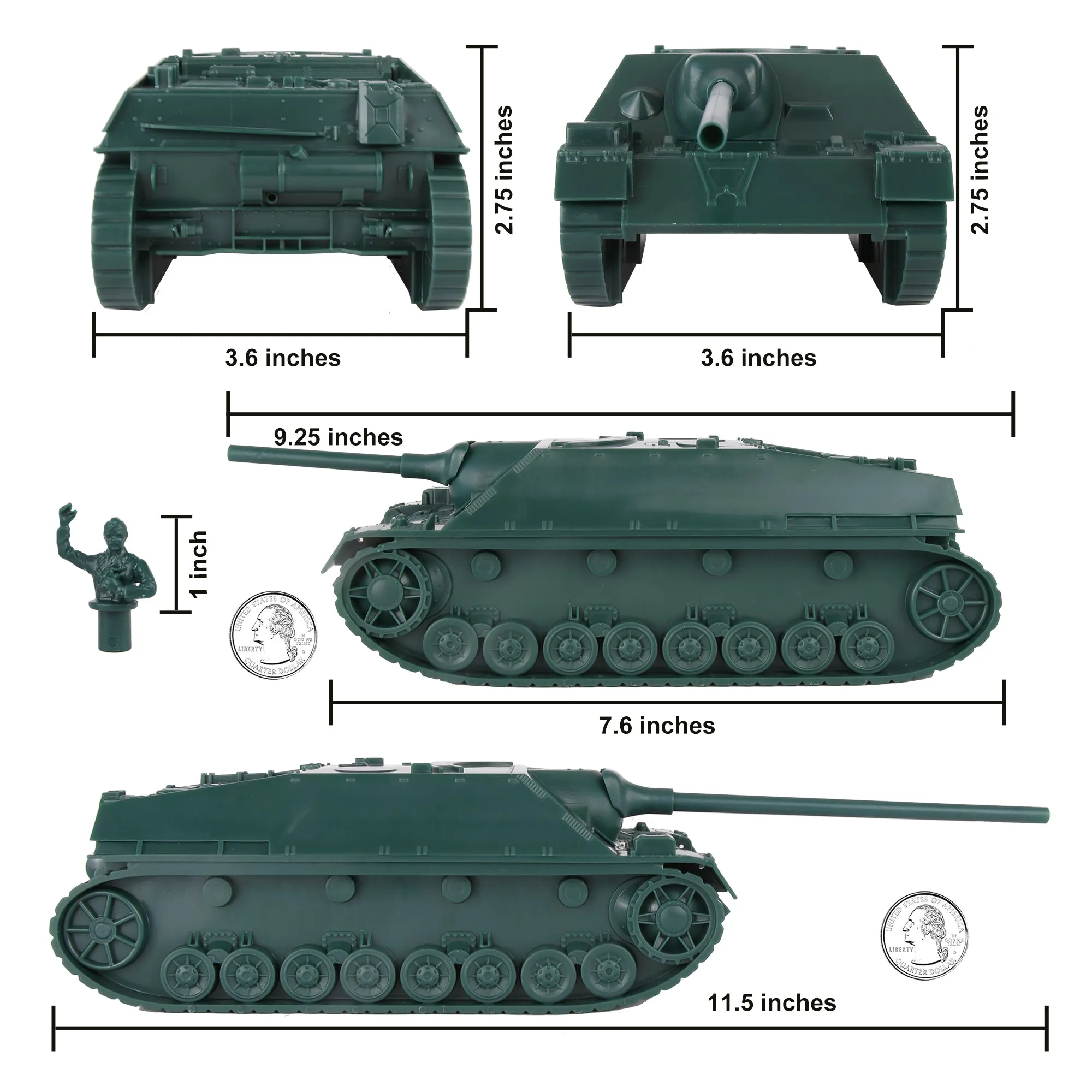 BMC WW2 German Jagdpanzer IV Tank Destroyer - Forest Green 1:32 Plastic Army Men Vehicle