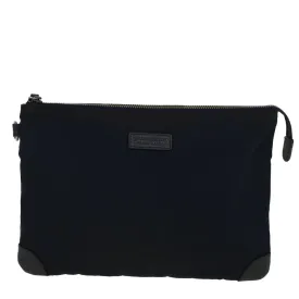 BURBERRY Black label Clutch Bag Nylon Leather Navy  58127