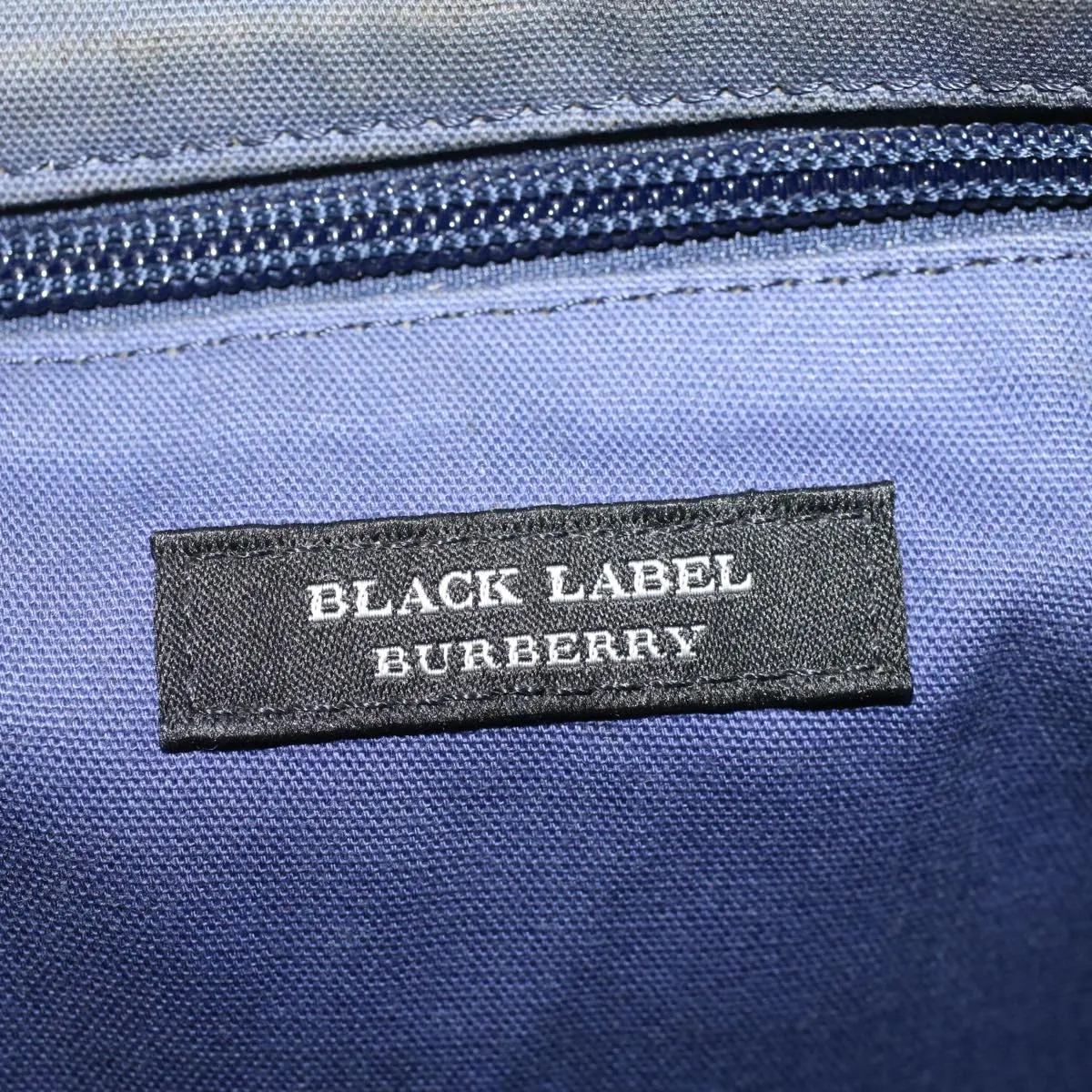 BURBERRY Black label Clutch Bag Nylon Leather Navy  58127