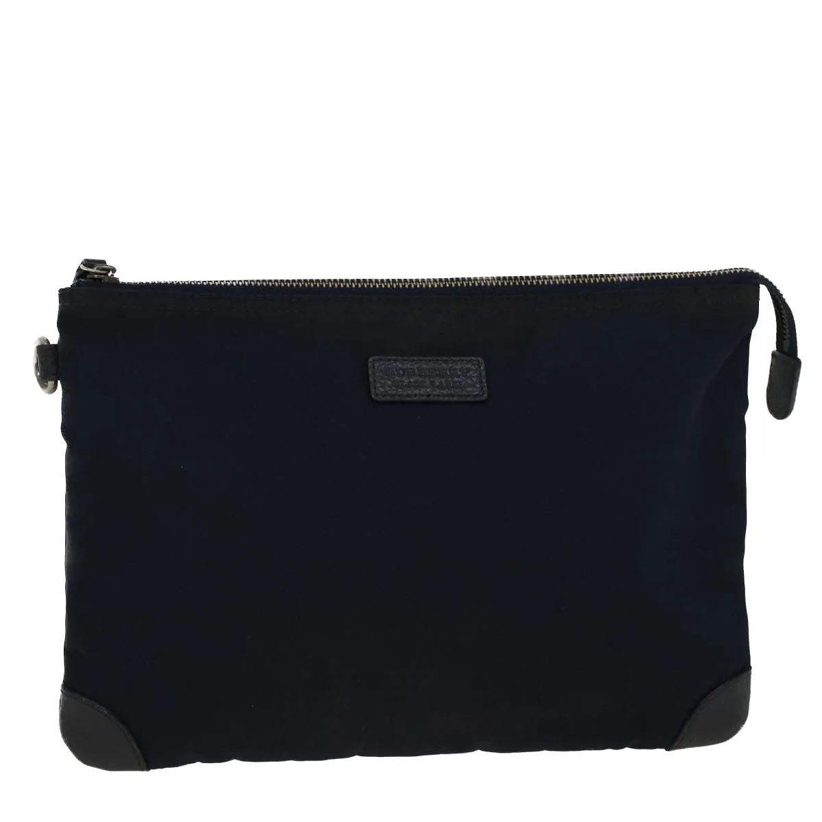 BURBERRY Black label Clutch Bag Nylon Leather Navy  58127