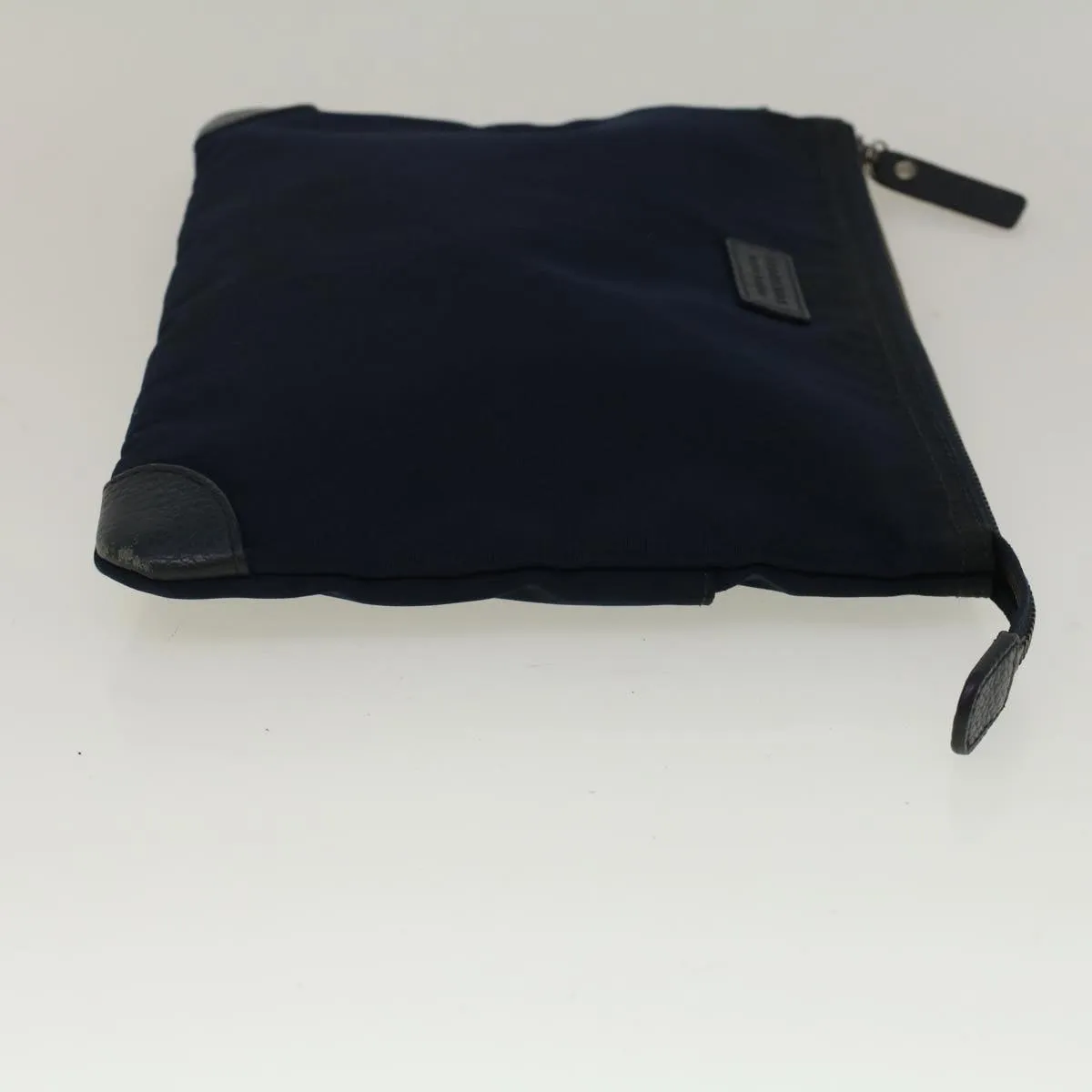 BURBERRY Black label Clutch Bag Nylon Leather Navy  58127