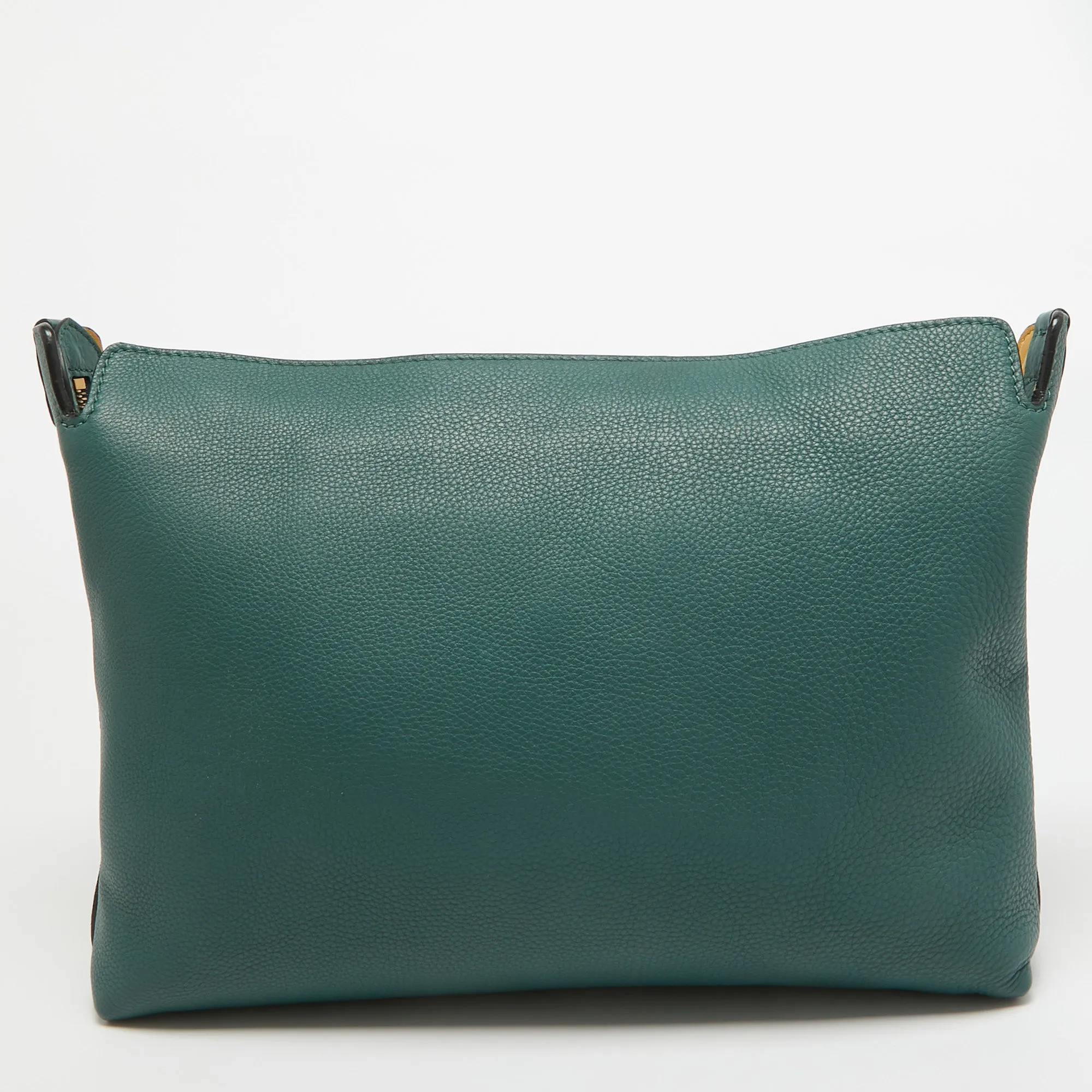 BURBERRY Black/Green Leather Large Clutch