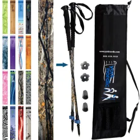 Camouflage Trekking Poles - 2 pack w-flip locks, detachable feet and travel bag - For Heights up to 6’2”