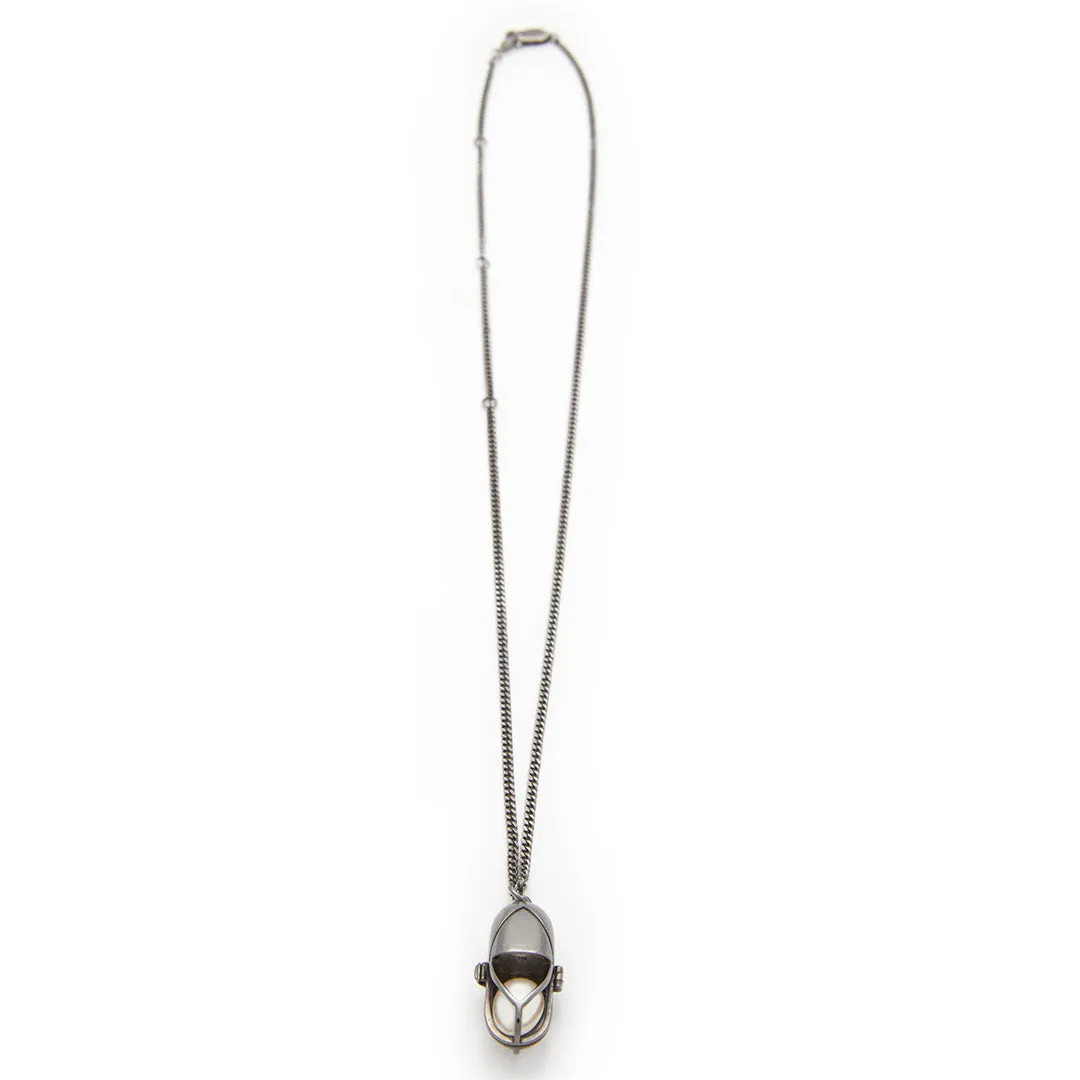 Capsule Pearl Pendant - Black Rhodium Plated Sterling Silver