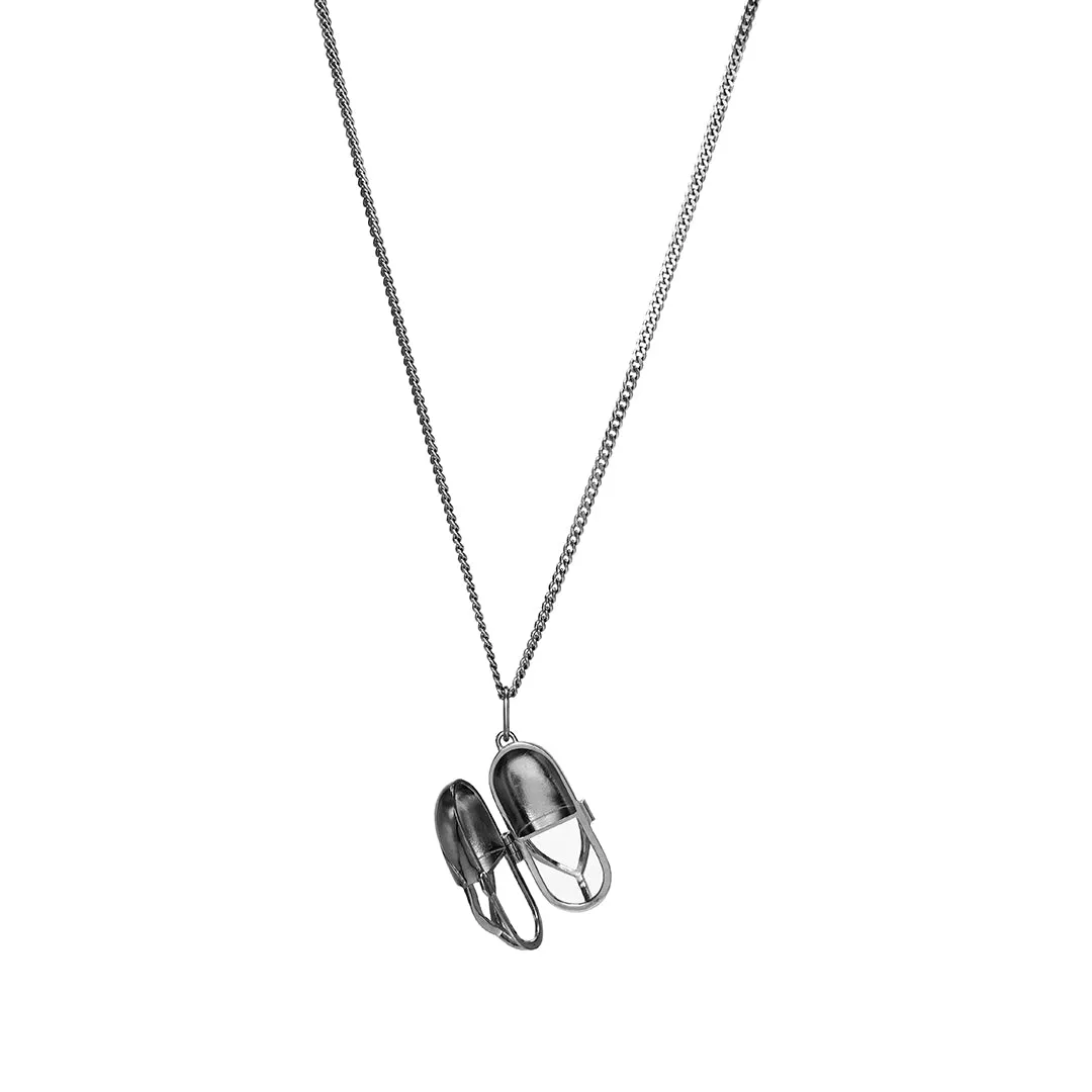 Capsule Pearl Pendant - Black Rhodium Plated Sterling Silver