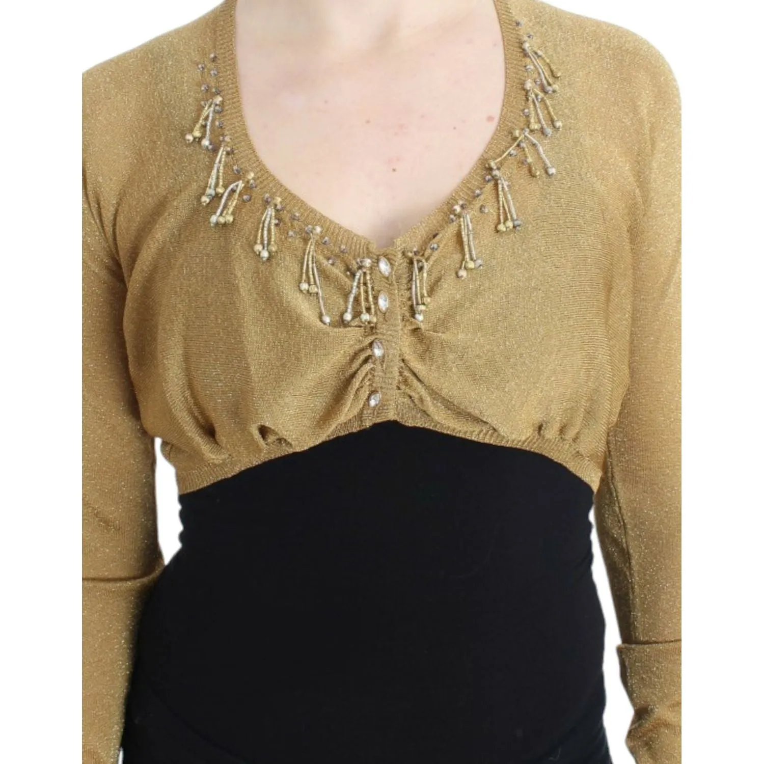 Cavalli Embellished Gold Shimmer Shrug