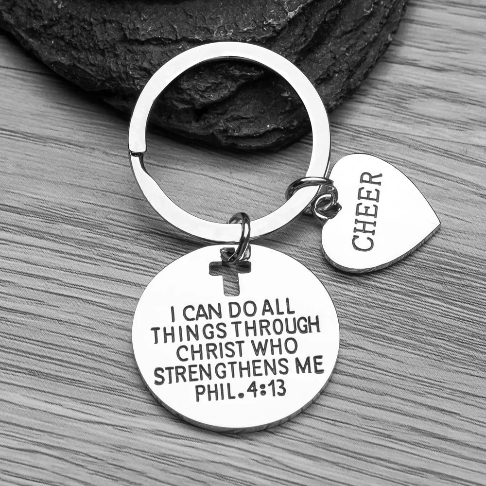 Cheer I Can Do All Things Through Christ Who Strengthens Me Phil. 4:13 Charm Keychain