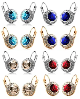 Colorful Bezel Set IOBI Crystals Earrings