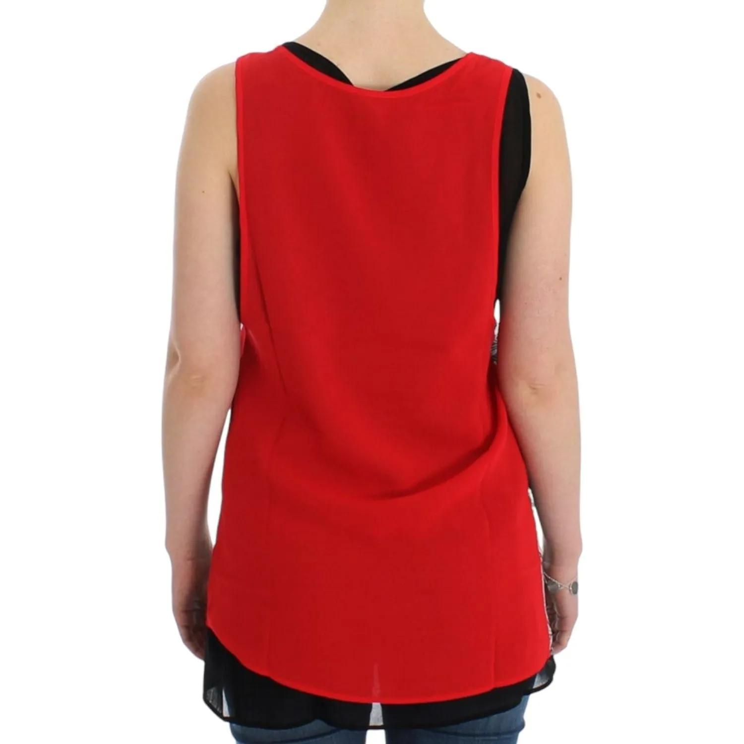 Costume National Elegant Sleeveless Black & Red Top