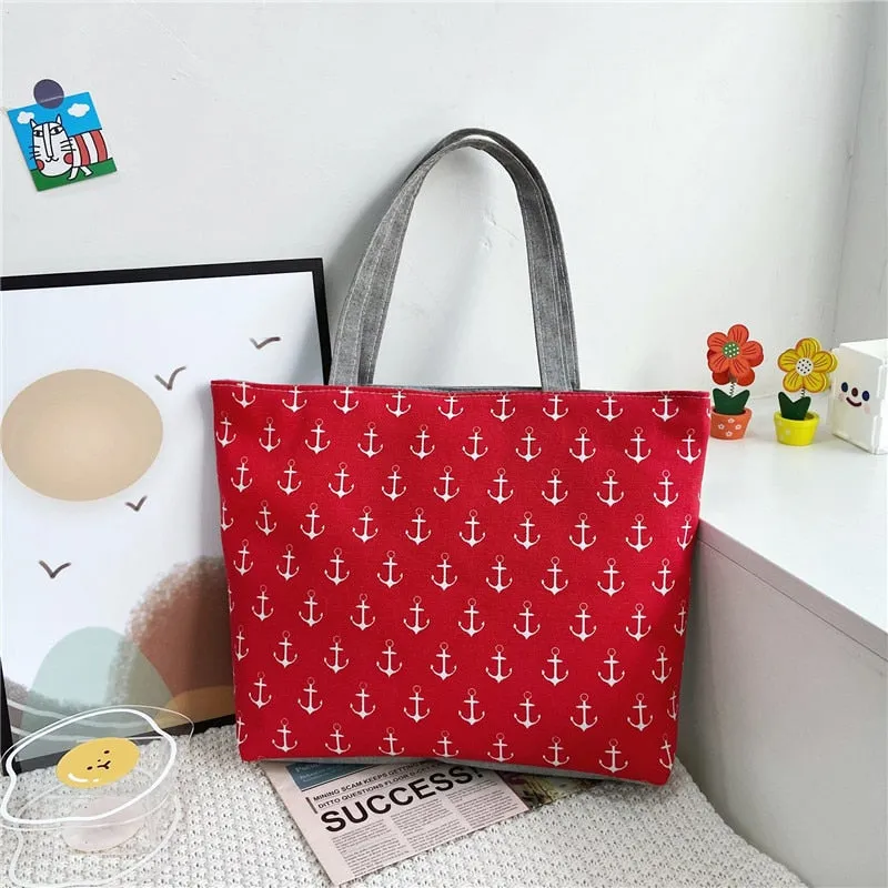 deanwangkt Fashion Folding Women Big Size Handbag Tote Ladies Casual Flower Printing Canvas Graffiti Shoulder Bag Beach Bolsa Feminina