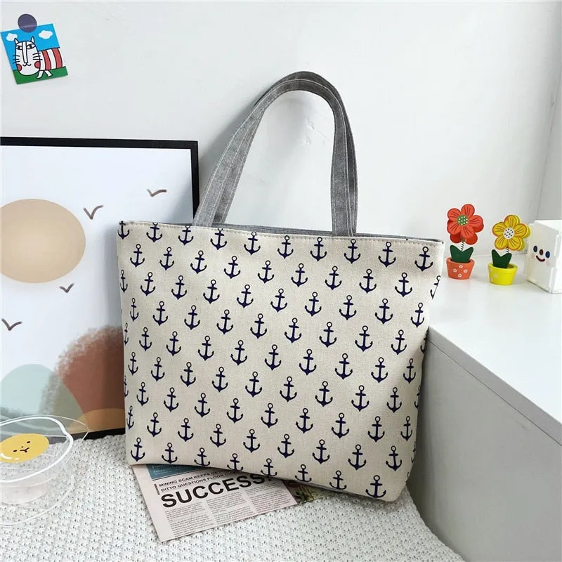 deanwangkt Fashion Folding Women Big Size Handbag Tote Ladies Casual Flower Printing Canvas Graffiti Shoulder Bag Beach Bolsa Feminina