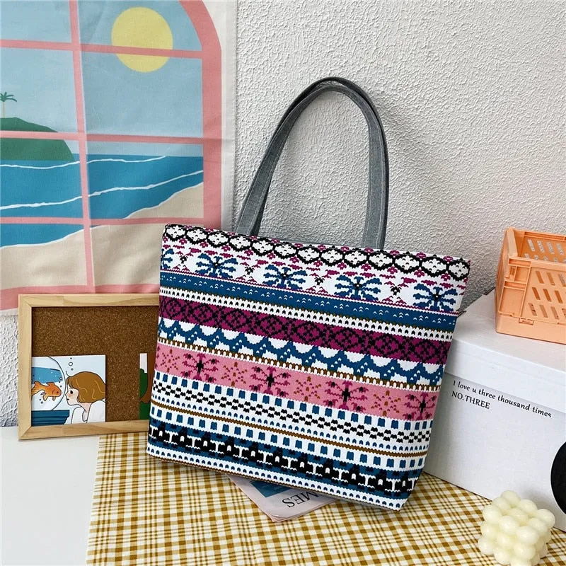 deanwangkt Fashion Folding Women Big Size Handbag Tote Ladies Casual Flower Printing Canvas Graffiti Shoulder Bag Beach Bolsa Feminina