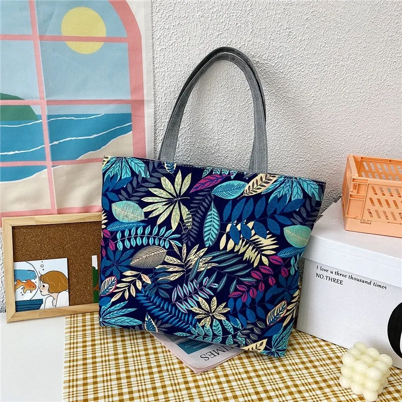 deanwangkt Fashion Folding Women Big Size Handbag Tote Ladies Casual Flower Printing Canvas Graffiti Shoulder Bag Beach Bolsa Feminina