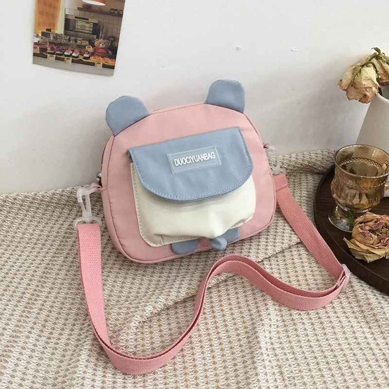 deanwangkt Japanese Style Lovely Small Bag Women Cartoon Bear Ears Nylon Bag Student Girl Crossbody Bags For Women Bolsa Mujer Shoulder Bag