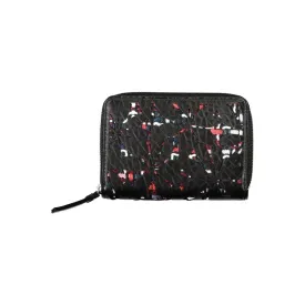 Desigual Elegant Black Zip Wallet with Contrasting Accents