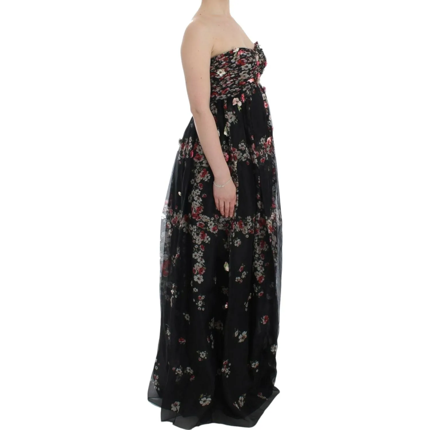 Dolce & Gabbana Elegant Strapless Silk Maxi Dress