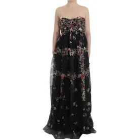 Dolce & Gabbana Elegant Strapless Silk Maxi Dress