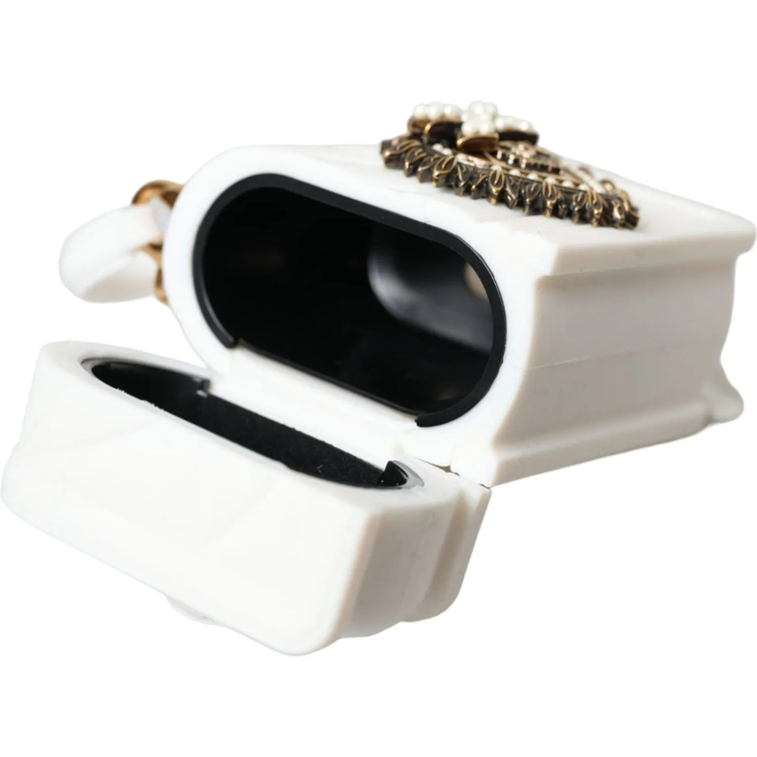 Dolce & Gabbana White Silicone Devotion Heart Cover Hand Bag Airpod Case